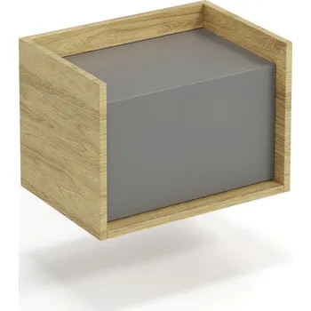 Ložnice Šatní skříň Halmar MOBIUS skříň NISKA 1D korpus: přírodní hickory, přední barva - šedá (1p=1szt)