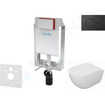 WC sada kielle Genesis Set předstěnové instalace, klozetu Oudee, sedátka softclose a tlačítka Gemini IV, matná černá, 30505SZ65