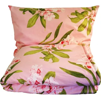 Povlečení Saténové povlečení květy 70x90, 140x200 růžové 511