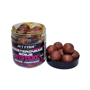 Boilies JetFish Jet Fish Mystery Boosterované boilie JAHODA MORUŠE 24mm 250ml