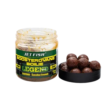 Boilies JetFish Jet Fish Legend Range Boosterované boilie SEAFOOD ŠVESTKA ČESNEK 20mm 250ml