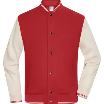 pracovní mikina James & Nicholson Mikina JN College 8044, bio bavlna, unisex COT028044amp13-carmine red 3XL Červená karmínově/písková