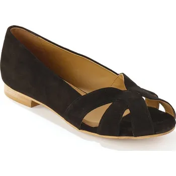 Dámské baleríny Kožené baleríny s otevřenou špičkou černá 39