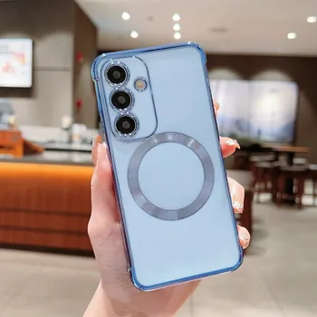 Pouzdro na mobilní telefon Frames gelový obal s podporou MagSafe na Samsung Galaxy S25+ - modrý