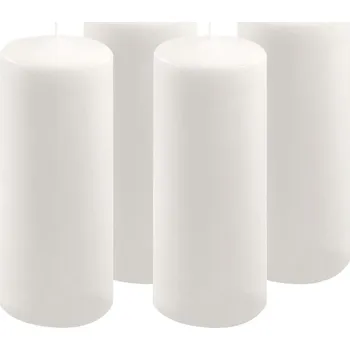Svíčka Sada sloupových svíček, 25 cm, Ø 10 cm, bílá, 4 ks