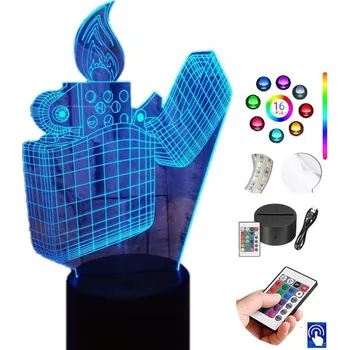 Dekorativní svítidlo LAMPKA NA SKLE Zapalovač Trafika 3D LED RGB + DÁLKOVÝ OVLADAČ 16 BAREV