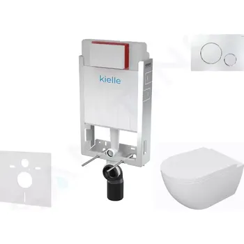 WC sada kielle Genesis Set předstěnové instalace, klozetu Oudee, sedátka softclose a tlačítka Gemini II, lesklý chrom, 30505SZ68