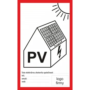 elektrický kabel SAPRO FVE Nálepka "PV symbol na fotovoltaiku + doplnění firmy" 7,4x12 FVE0533