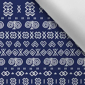 Látka s potiskem kočárkovina TD/NS vzor čičmany modré