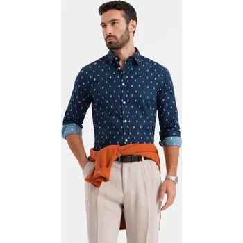 Pánská košile Ombre Clothing Zajímavá granátová košile s trendy vzorem V3 SHCS-0151