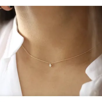 Náhrdelník Pozlacený náhrdelník NIA Velikost zirkonu: 4 mm Ag 925/1000