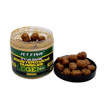 Boilies JetFish Jet Fish Legend Range Vyvážené boosterované Dumbles BIOKRILL 12mm 200ml