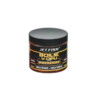 Boilies JetFish Jet Fish Premium clasicc boilie v dipu CHILLI ČESNEK 20 mm 200ml