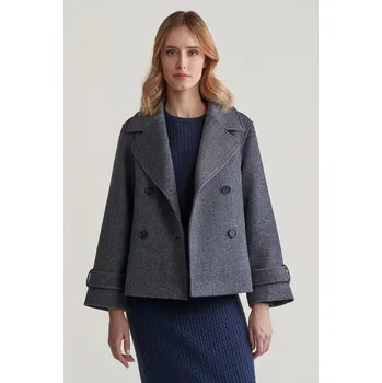 BUNDA GANT CROPPED HERRINGBONE WOOL JACKET EVENING BLUE
