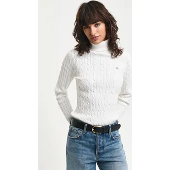 Dámský svetr ROLÁK GANT STRETCH COTTON CABLE TURTLENECK EGGSHELL