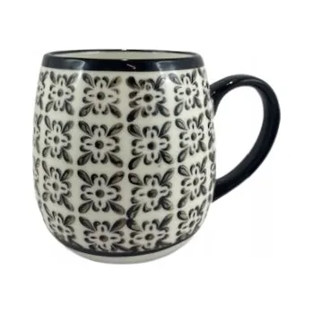 KERAMICKÝ HRNEK BÍLO-ČERNÝ 390ML
