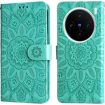 Pouzdro na mobilní telefon Sunflower knížkové pouzdro na Vivo X200 5G - modrozelené
