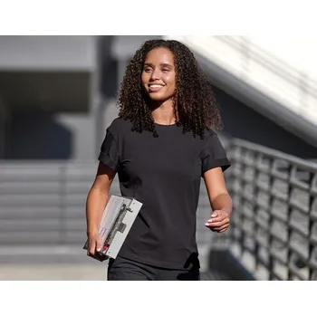 Dámské tričko e.s. Tričko cotton stretch rolled sleeve, dámské velikost M černá Strauss