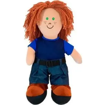 Panenka Miniland Učící oblékací panenka pro děti - kluk s oblečením na různé typy zapínání