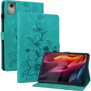 Příslušenství pro tablet Flowers zavírací pouzdro na Lenovo Tab K11 Plus - modrozelené