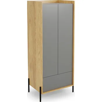 Šatní skříň Šatní skříň Halmar MOBIUS skříň 2D korpus: přírodní hickory, přední barva - šedá (3p=1szt) (3 karton)