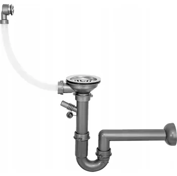 Sifon PŘÍSTĚNNÝ DŘEZOVÝ SIFON PRO 1-KOMOROVÝ DŘEZ S 3,5" SÍTKEM A MANUÁLNÍ ZÁTKOU