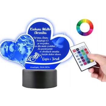 Lampička LAMPičKA na SKLE Statuetka Poděkování 3D LED RGB + DÁLKOVÝ OVLADAČ 16 BAREV