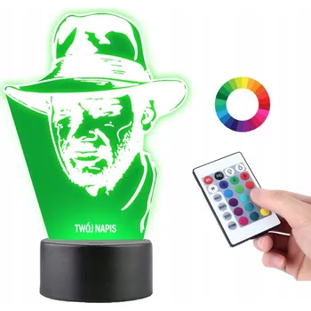 Lampička LAMPKA na SKLE Indiana Jones Klobouk 3D LED RGB + DÁLKOVÝ OVLADAČ 16 BAREV