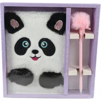 Sešit Zápisník s propiskou plyšový deník NOTES pro děti PANDA