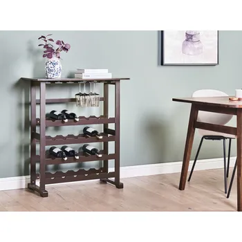 Stojan na víno Stojan na víno tmavě hnědý MDF 80 x 40 x 91 cm regál na víno a skleničky klasický elegantní styl domácí dekorace Beliani