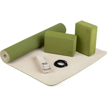 Bodhi Yoga Bodhi jóga set pro začátečníky zelená - podložka 183 cm x 60 cm x 5 mm, popruh na cvičení, 2 bloky