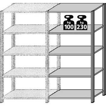 Dílenský regál META Přístavný regál FIX RAL typ 68026
