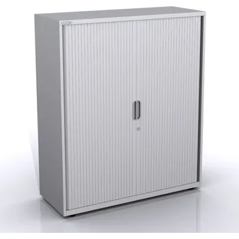 Šatní skříň BISLEY Spisová skříň s žaluziovými dveřmi SYT12/43, Vyberte barvu / kombinaci: Sepia Brown (br8, RAL 8014), strukturovaný lak, Vyberte roletu: javor