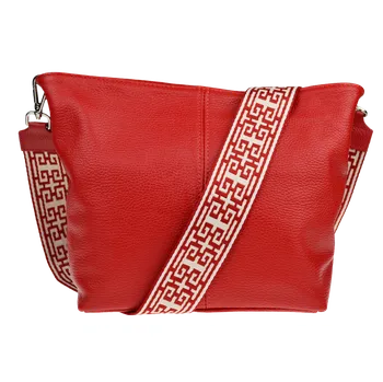 NovaKabelka.cz Kožená italská crossbody kabelka Prisca Rossa Chiaro s přídavným popruhem II