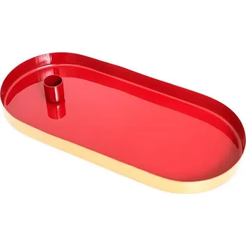 Svícen TEXTILOMANIE Oválný kovový svícen Marakesh 30 cm, červený