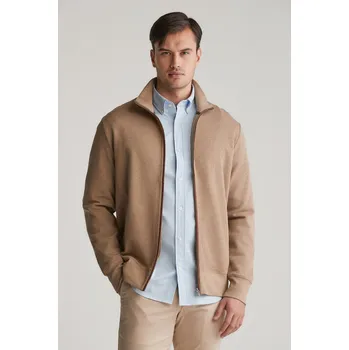 Pánské oblečení MIKINA GANT SACKER RIB FULL ZIP CARDIGAN KHAKI MEL