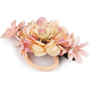 Gumička do vlasů s květy Varianta: 2 lososová, Balení: 1 ks