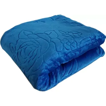 deka Vysoce kvalitní silná modrá akrylová deka s reliéfním vzorem Šířka: 160 cm | Délka: 210 cm