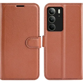 Pouzdro na mobilní telefon Litchi knížkové pouzdro na Realme C75 - hnědé