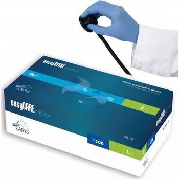Vyšetřovací rukavice easyCARE nitril nitrilové diagnostické rukavice nepudrované 100ks Velikost: L