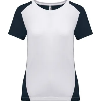 Kariban Tričko PA 4015, sportovní, krátký rukáv, dámské COT20401590804-white/navy XL Bílá/navy