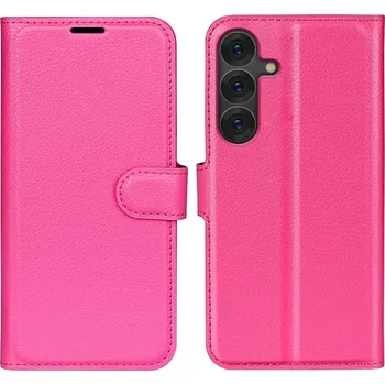 Pouzdro na mobilní telefon Litchi knížkové pouzdro na Samsung Galaxy S25+ - fialové