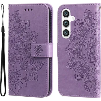 Pouzdro na mobilní telefon Floral knížkové pouzdro na Samsung Galaxy S25+ - fialové