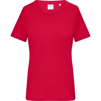 Pracovní oblečení James & Nicholson Tričko JN 8039, jemné žebrování, krátký rukáv, dámské COT02803900405-red 2XL Červená