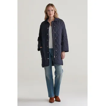 Dámský kabát KABÁT GANT QUILTED COAT WITH CORD DETAILS EVENING BLUE