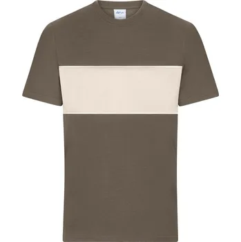 pracovní tričko James & Nicholson Tričko JN Colour-Block 8049, bio bavlna, krátký rukáv, unisex COT028049amu00-muddy brown XS Hnědá muddy/písková