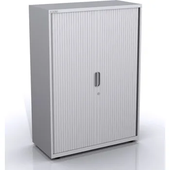 Šatní skříň BISLEY Spisová skříň s žaluziovými dveřmi SYT10/43, Vyberte barvu / kombinaci: Sepia Brown (br8, RAL 8014), strukturovaný lak, Vyberte roletu: javor