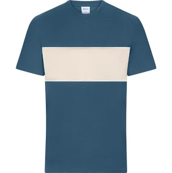 pracovní tričko James & Nicholson Tričko JN Colour-Block 8049, bio bavlna, krátký rukáv, unisex COT028049amt04-dusty blue/ XL Modrá dusty/písková
