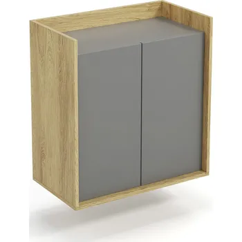 Ložnice Šatní skříň Halmar MOBIUS skříň 2D korpus: přírodní hickory, přední barva - šedá (1p=1szt)