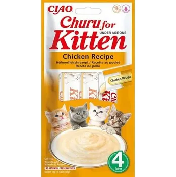 Pamlsek pro kočku Inaba Churu cat snack Kitten kuře 4× 14g